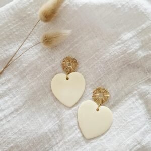 Boucles d'oreilles Coeur écru