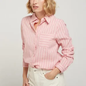 chemise rose femme en coton stretch