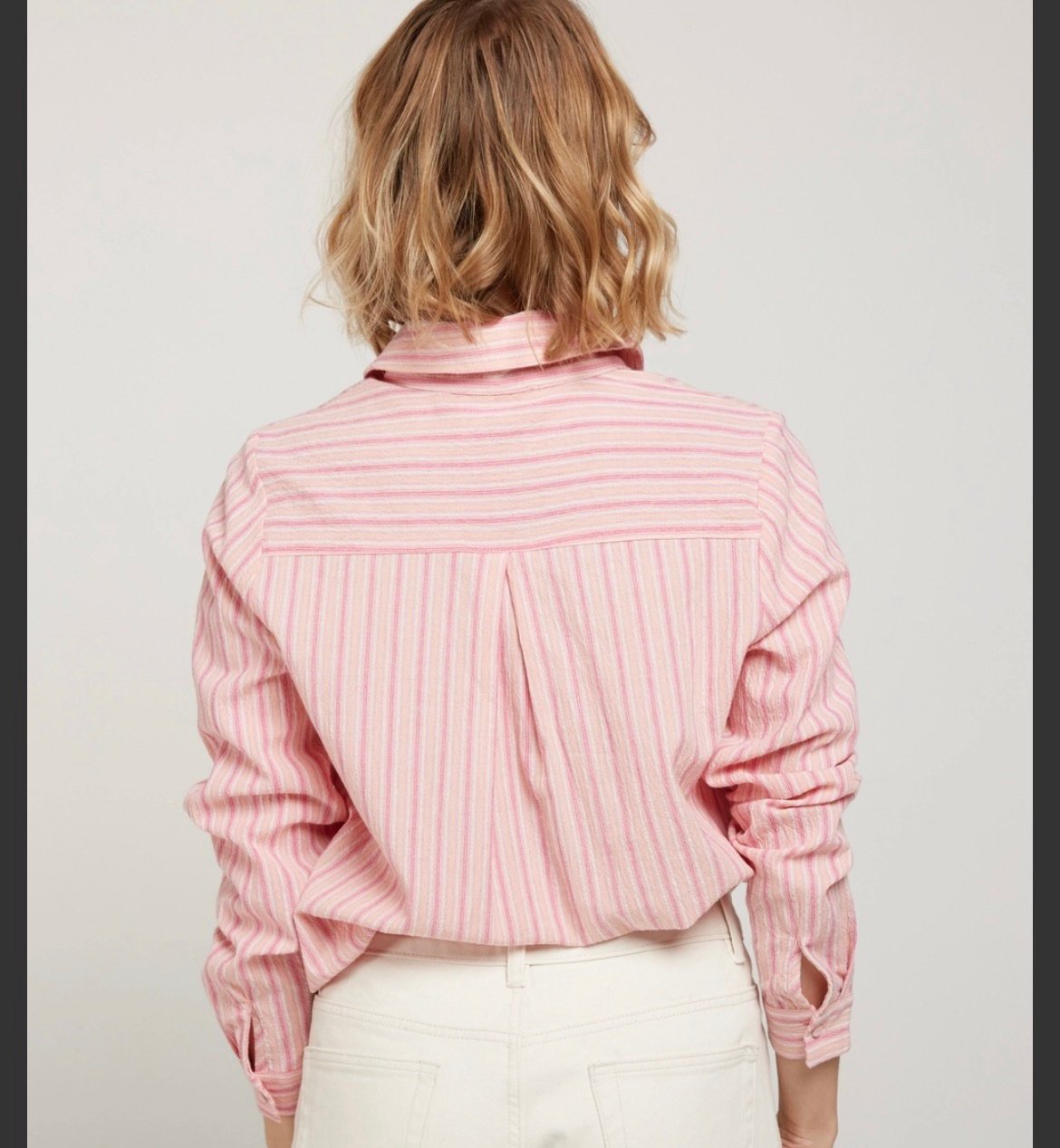 AURORE - Chemise Rayée Rose Coton Stretch – Image 2