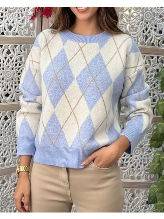 pull en laine motif jacquard