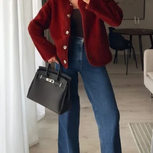 veste bouclette bordeau